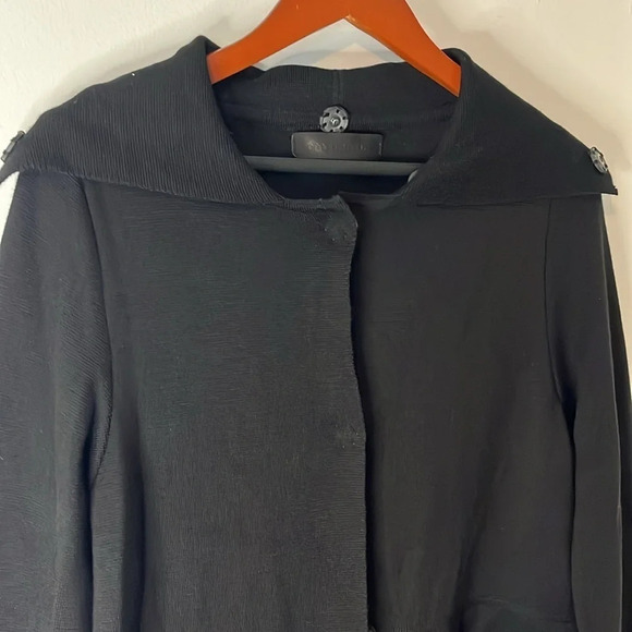 Annette‎ Gortz Black 100% Merino Wool Snap Button Up Blazer Jacket Sz M - Picture 2 of 10